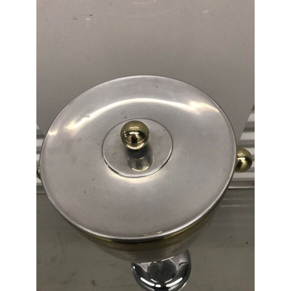 Vintage Art Deco Standing Champagne Wine Ice Cooler Brass & Aluminum 30" Tall - Picture 10 of 10